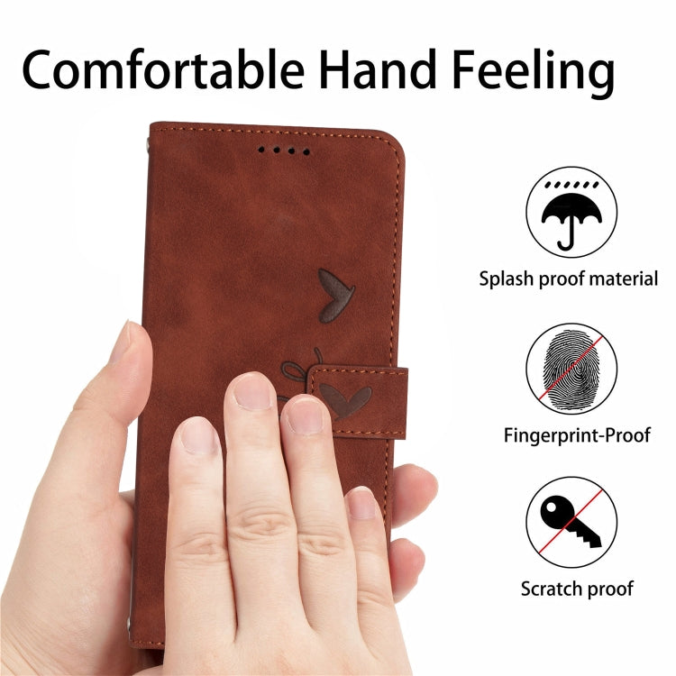 Para Samsung Galaxy A34 5G Skin Feel Heart Funda de cuero en relieve para teléfono (Marrón)