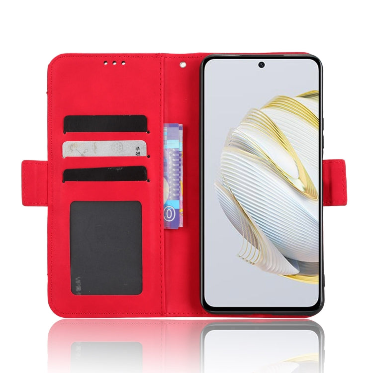 Funda de Cuero para Huawei Nova 10 Se con Textura Becerro y Ranuras para Tarjetas (Rojo)