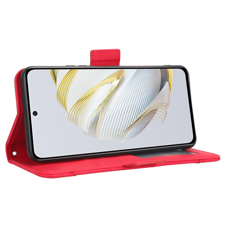 Funda de Cuero para Huawei Nova 10 Se con Textura Becerro y Ranuras para Tarjetas (Rojo)