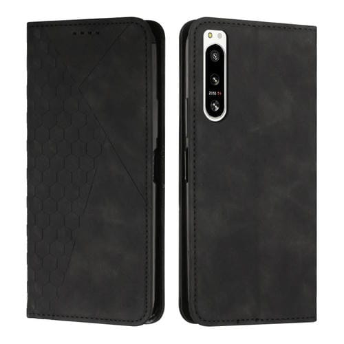 Funda para Sony Xperia 5 IV Diamond Splicing Skin Feel con Cierre Magnético de Cuero (Negro)