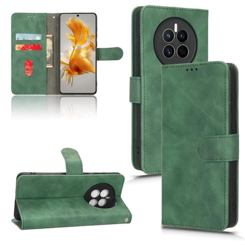 Funda para Huawei Mate 50 Skin Feel con tapa magnética de cuero (Verde)