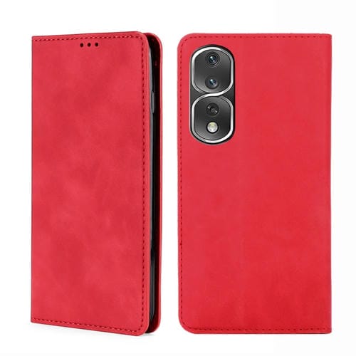 Funda Magnética de Cuero con Tapa Horizontal para Honor 80 Pro (Rojo)