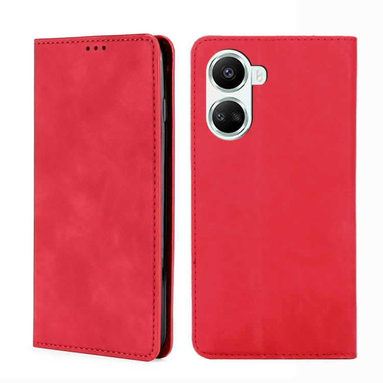 Funda para Huawei Nova 10 Se Skin Feel Leather con Tapa Horizontal Magnética (Rojo)