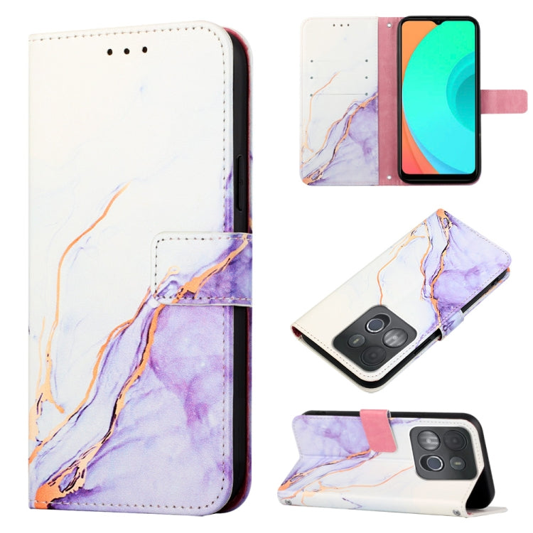 Funda de Cuero con Tapa para Infinix Smart 7 X6515 Pt003 Patrón de Mármol (Blanco Púrpura)