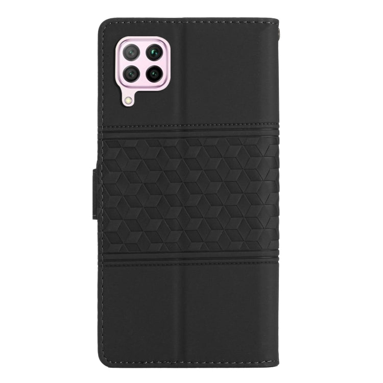 Funda de Cuero para Huawei P40 Lite Diamond Embossed Skin Feel con Cordón (Negro)
