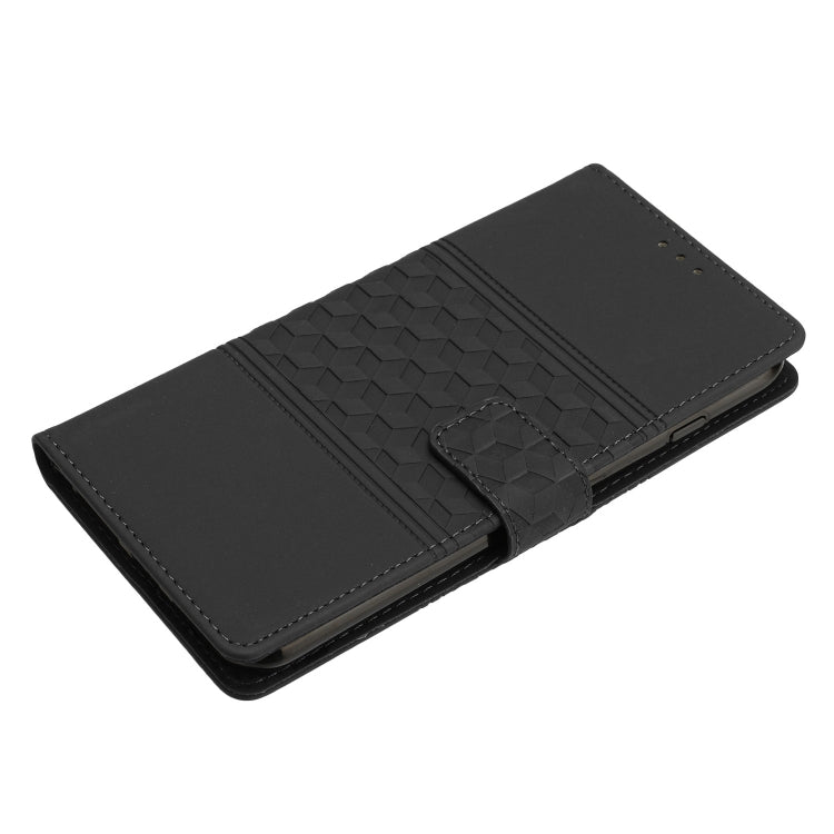 Funda de Cuero para Huawei P40 Lite Diamond Embossed Skin Feel con Cordón (Negro)