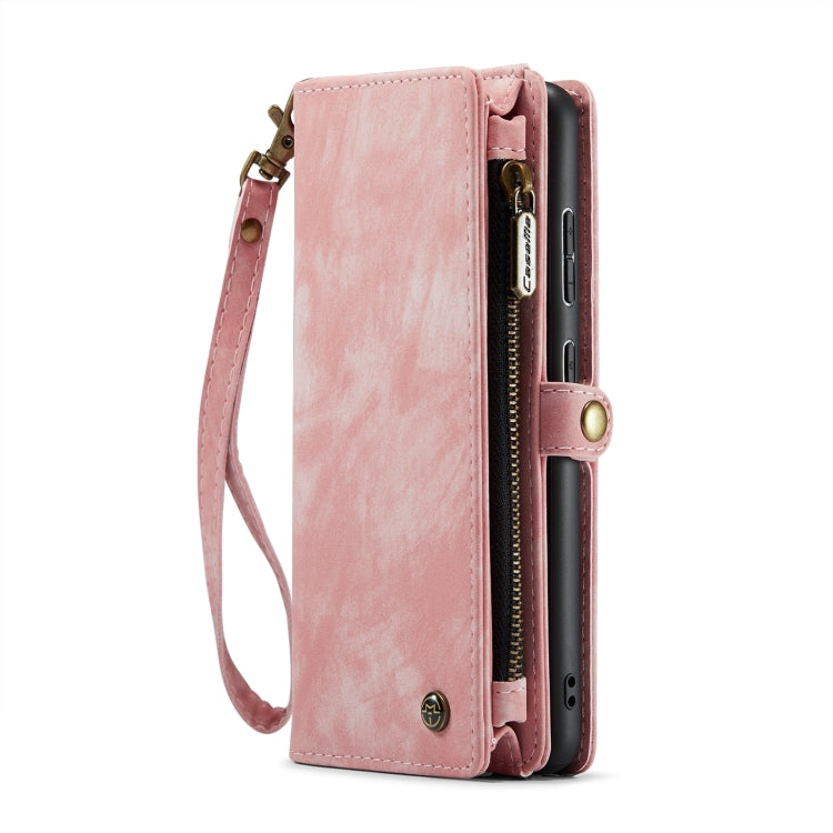 Para Samsung Galaxy A71 4G CaseMe-008 Funda de cuero con tapa horizontal multifuncional desmontable con ranura para tarjeta y soporte y billetera con cremallera y marco de fotos (rosa)
