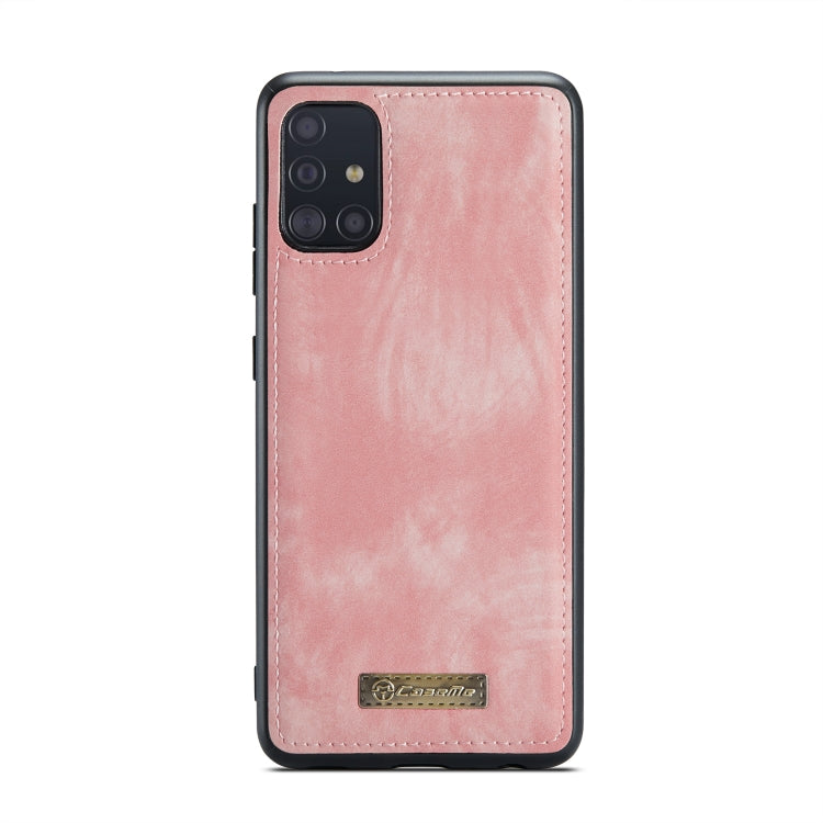 Para Samsung Galaxy A71 4G CaseMe-008 Funda de cuero con tapa horizontal multifuncional desmontable con ranura para tarjeta y soporte y billetera con cremallera y marco de fotos (rosa)