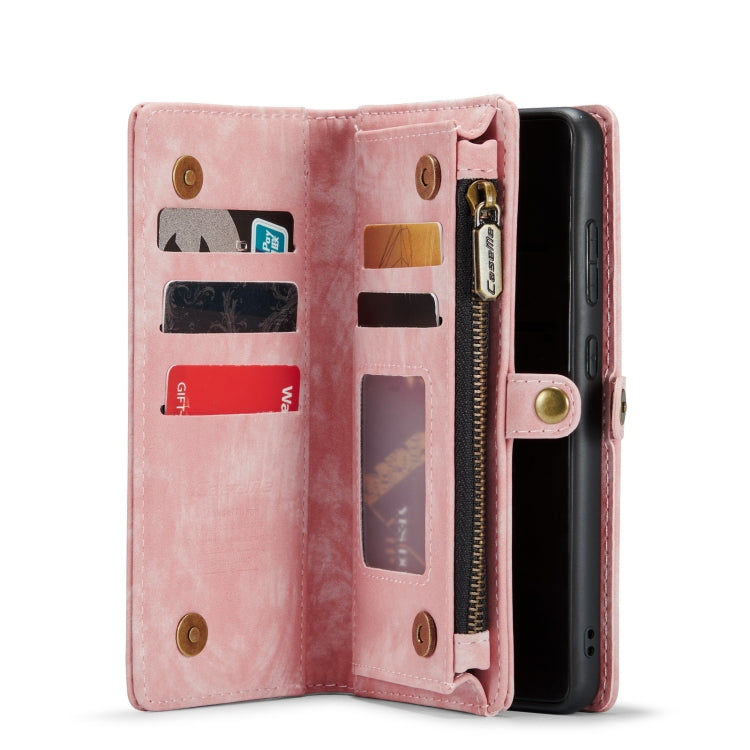 Para Samsung Galaxy A71 4G CaseMe-008 Funda de cuero con tapa horizontal multifuncional desmontable con ranura para tarjeta y soporte y billetera con cremallera y marco de fotos (rosa)