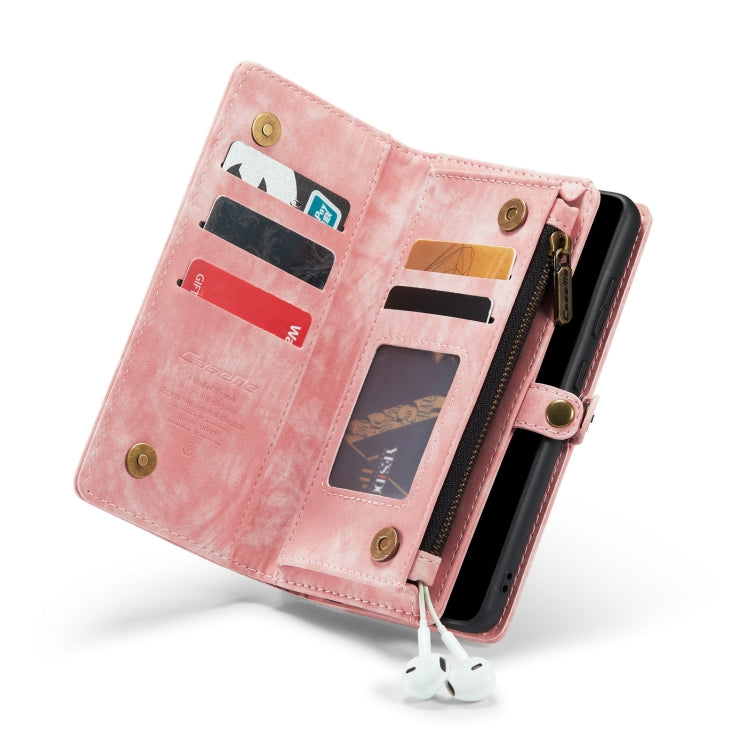 Para Samsung Galaxy A71 4G CaseMe-008 Funda de cuero con tapa horizontal multifuncional desmontable con ranura para tarjeta y soporte y billetera con cremallera y marco de fotos (rosa)