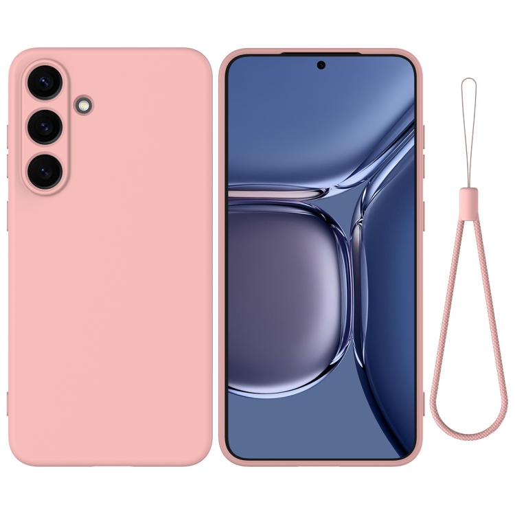 Funda de silicona líquida de color sólido para Samsung Galaxy S25 FE 5G, a prueba de caídas y cobertura total (rosa)