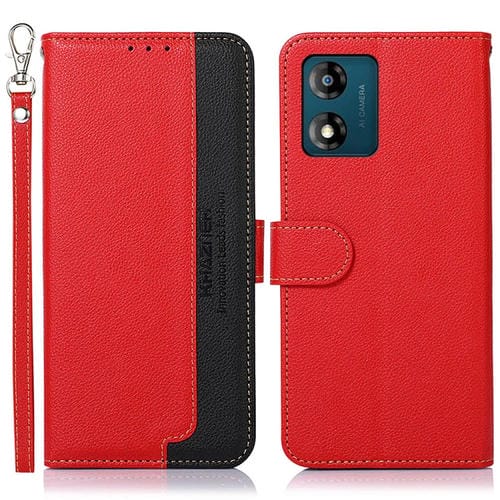 Funda para Motorola Moto E13 Khazneh Litchi Texture Leather RFID Phone Case (Rojo)