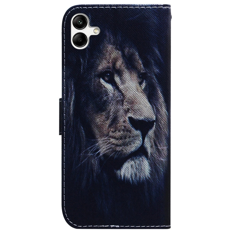 Estuche de Teléfono Samsung Galaxy A04E / F04 / M04 Cuero con Tapa Dibujo León
