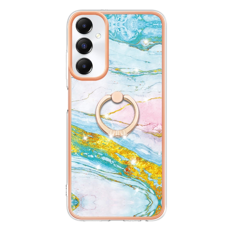 Caja de Teléfono Samsung Galaxy A05S Imd TPU Mármol Galvanizado con Soporte para Anillo (Verde)