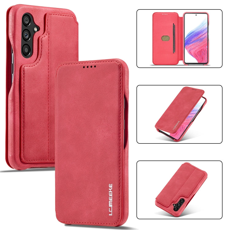 Para Samsung Galaxy A54 5G LC.IMEEKE Hon Ancient Series Funda de cuero con tapa horizontal para teléfono (Rojo)