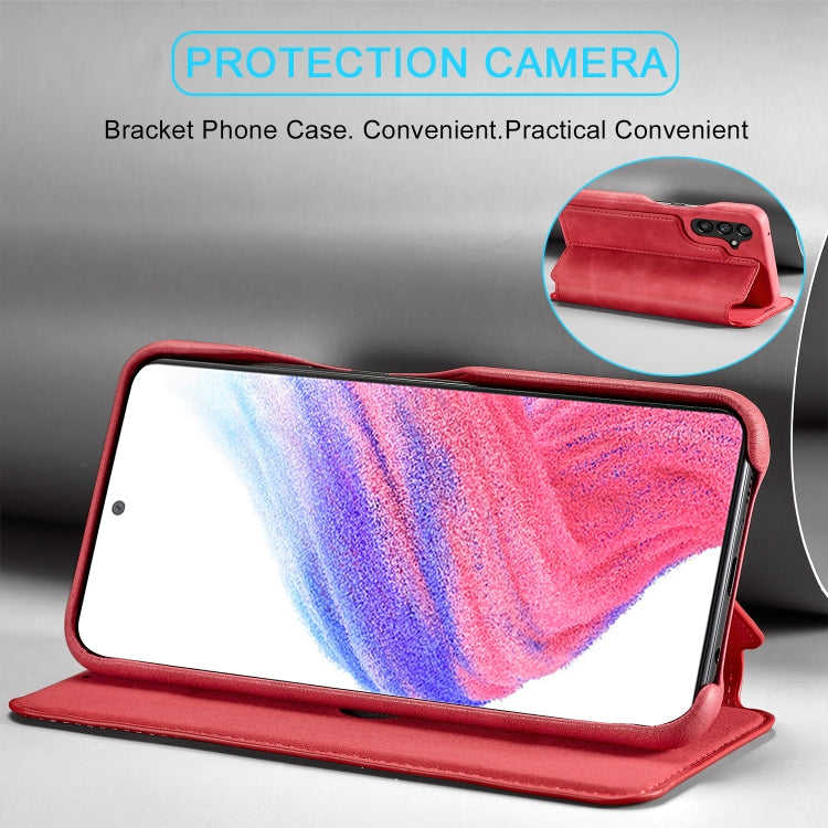 Para Samsung Galaxy A54 5G LC.IMEEKE Hon Ancient Series Funda de cuero con tapa horizontal para teléfono (Rojo)