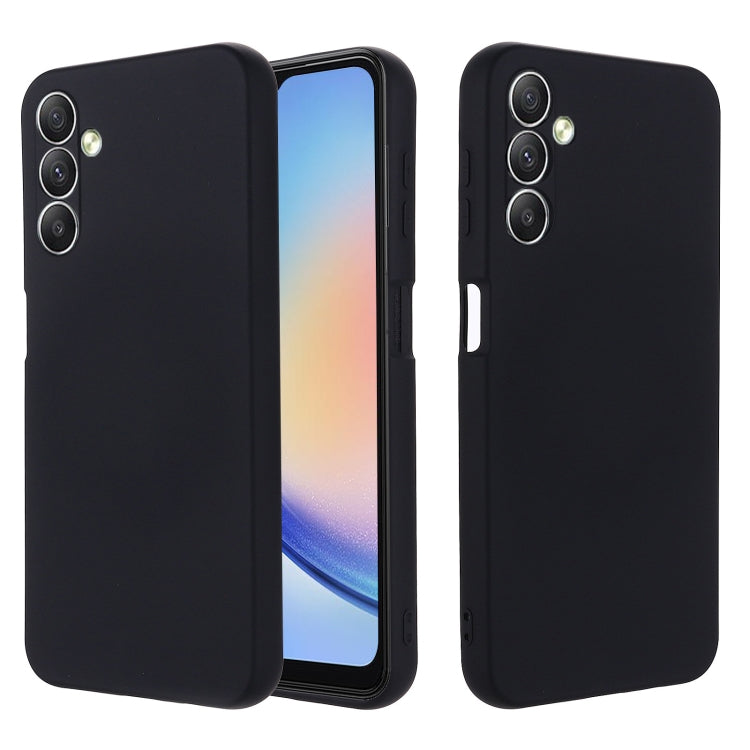 Para Samsung Galaxy A24 4G Pure Color Liquid Silicone Funda para teléfono a prueba de golpes (Negro)