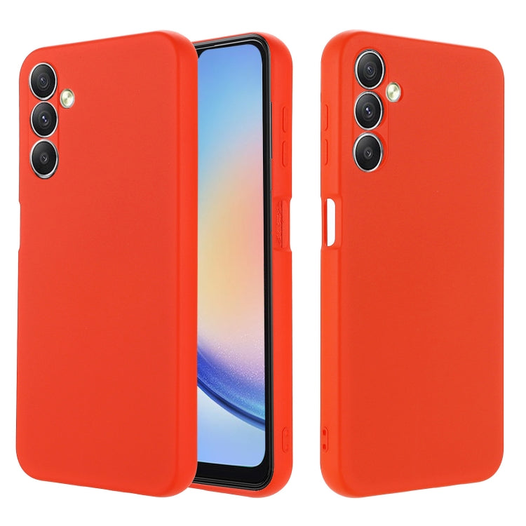 Para Samsung Galaxy A24 4G Pure Color Liquid Silicone Funda para teléfono a prueba de golpes (Rojo)