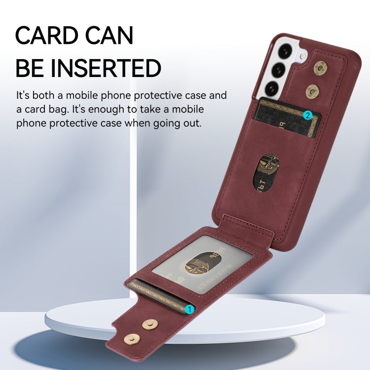 Para Samsung Galaxy S23 5G Armor Ring Wallet Funda trasera para teléfono (rojo vino)