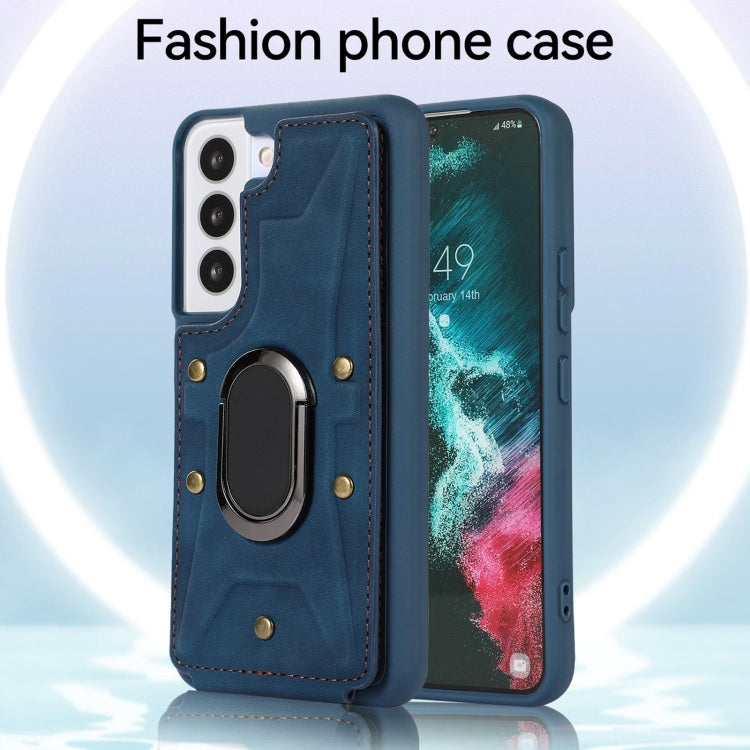 Para Samsung Galaxy S23+ 5G Armor Ring Wallet Back Cover Phone Case (Azul)