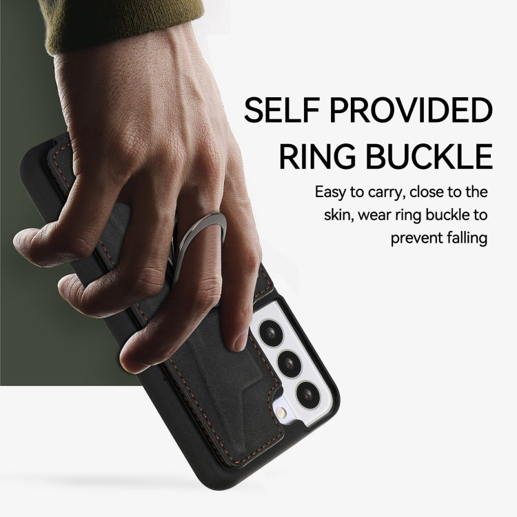 Para Samsung Galaxy S22 5G Armor Ring Wallet Back Cover Phone Case (Negro)