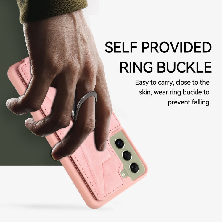 Para Samsung Galaxy S21 FE 5G Armor Ring Wallet Back Cover Funda para teléfono (rosa)