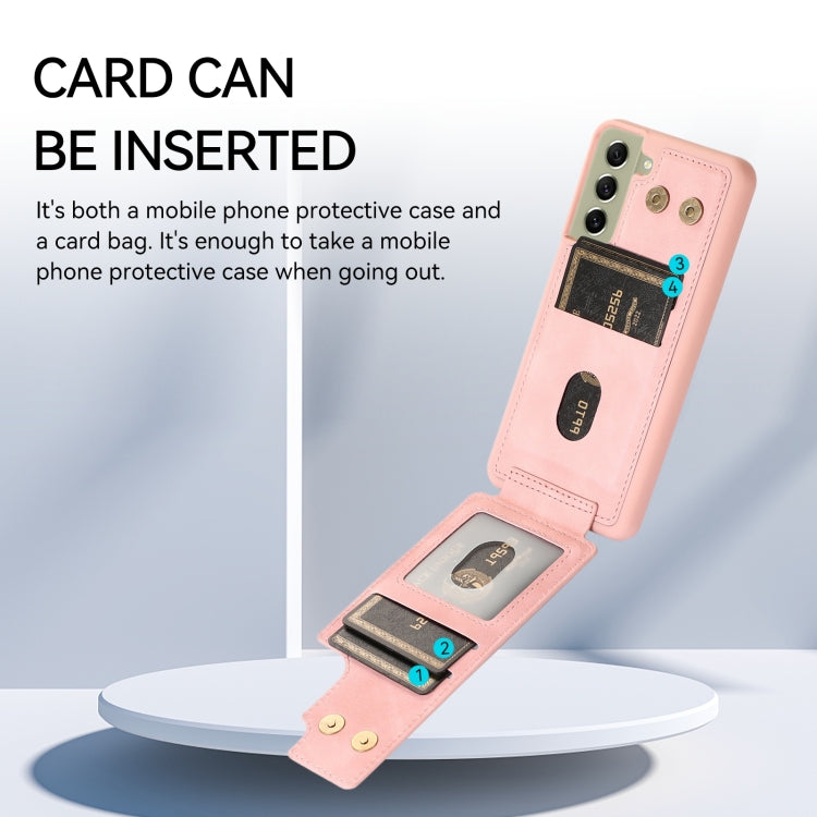 Para Samsung Galaxy S21 FE 5G Armor Ring Wallet Back Cover Funda para teléfono (rosa)
