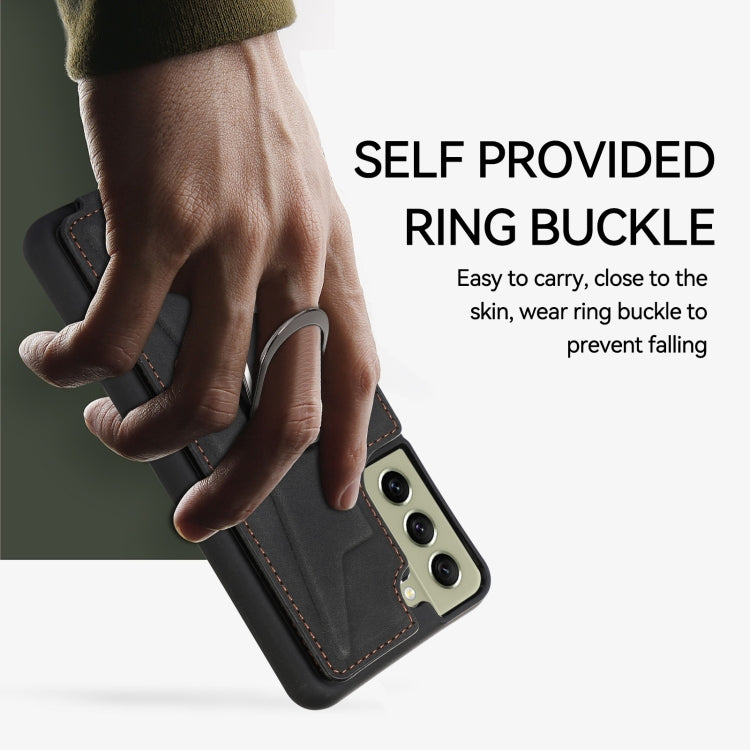 Para Samsung Galaxy S21 5G Armor Ring Wallet Back Cover Phone Case (Negro)