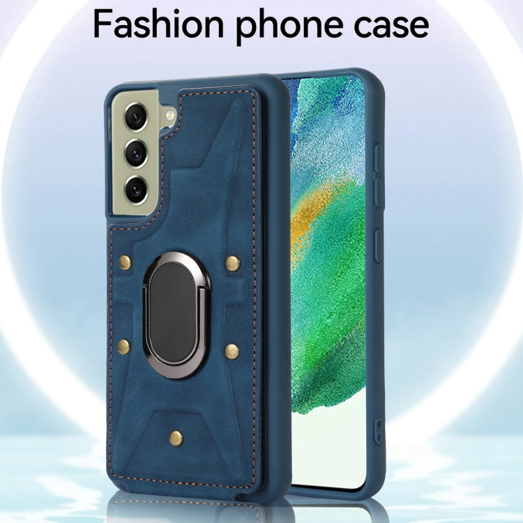Para Samsung Galaxy S21+ 5G Armor Ring Wallet Funda trasera para teléfono (Azul)