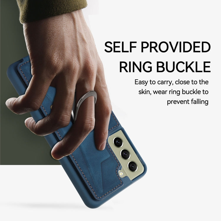 Para Samsung Galaxy S21+ 5G Armor Ring Wallet Funda trasera para teléfono (Azul)
