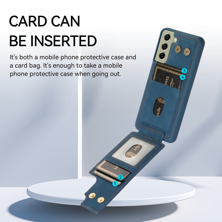 Para Samsung Galaxy S21+ 5G Armor Ring Wallet Funda trasera para teléfono (Azul)
