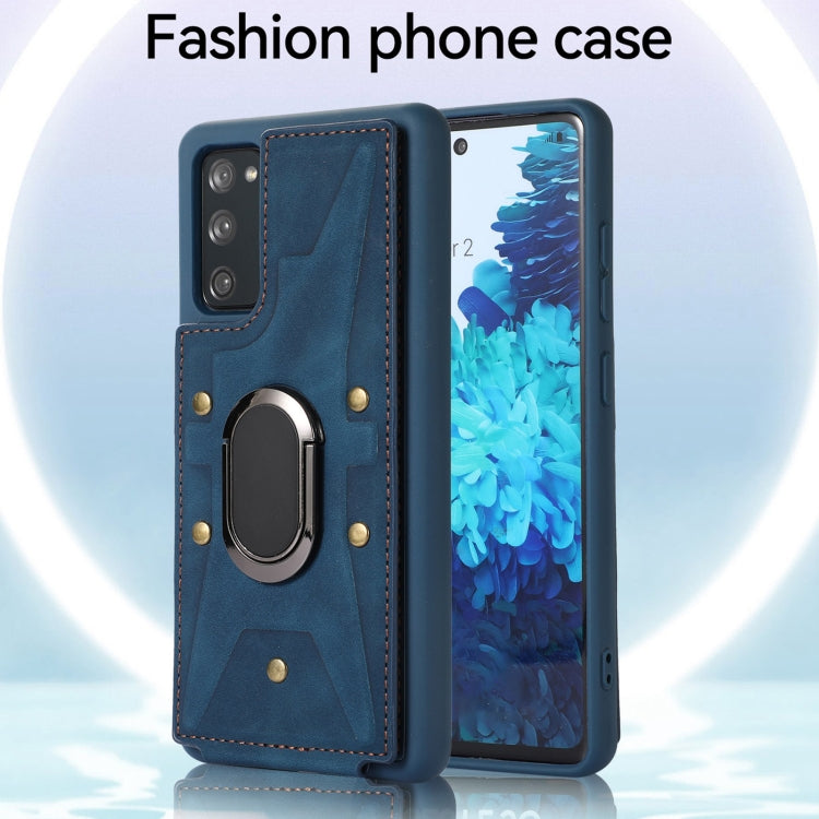 Para Samsung Galaxy S20 Armor Ring Wallet Back Cover Phone Case (Azul)