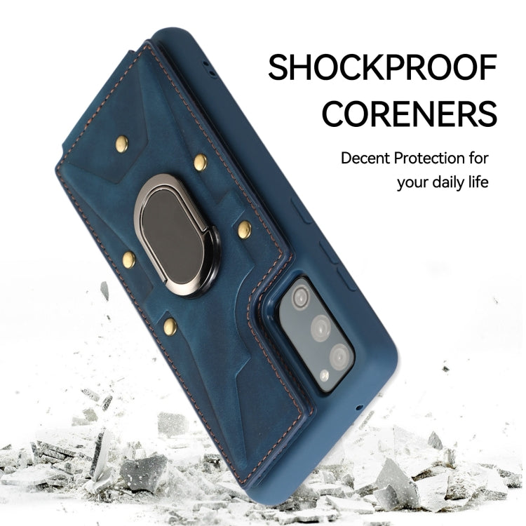 Para Samsung Galaxy S20 Armor Ring Wallet Back Cover Phone Case (Azul)