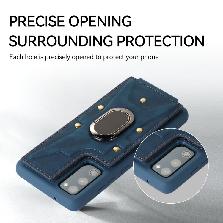 Para Samsung Galaxy S20 Armor Ring Wallet Back Cover Phone Case (Azul)