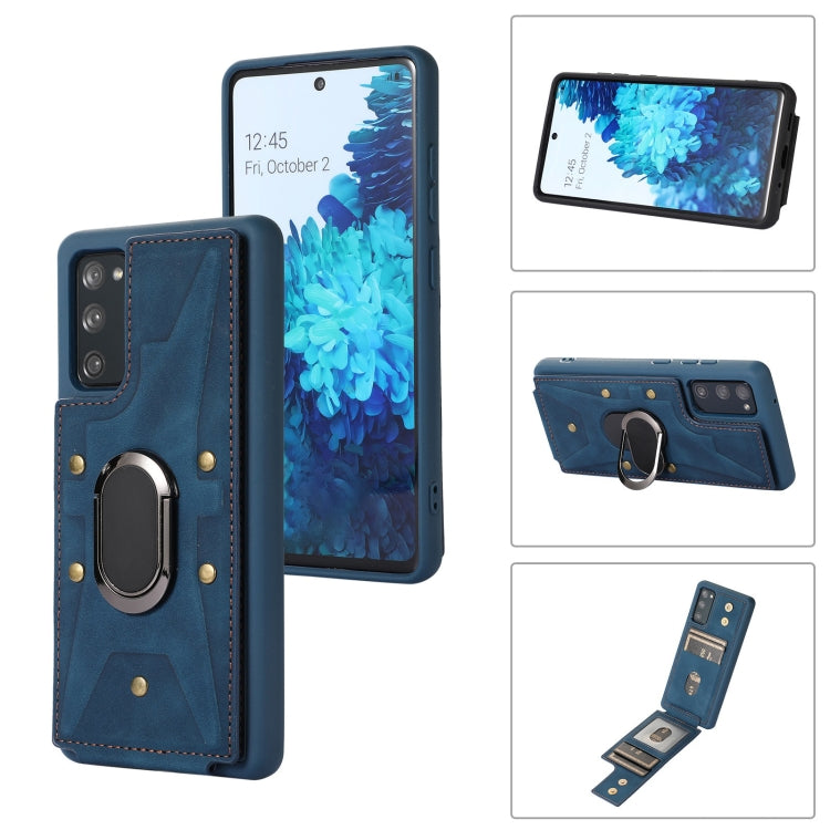 Para Samsung Galaxy S20 Ultra Armor Ring Wallet Back Cover Phone Case (Azul)
