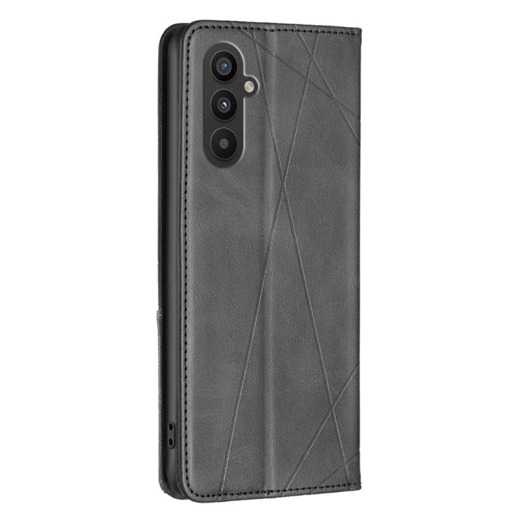 Para Samsung Galaxy A24 4G Prismatic Invisible Magnetic Leather Phone Case (Negro)