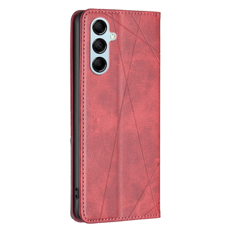 Para Samsung Galaxy M14 5G Estuche de teléfono de cuero magnético invisible prismático (rojo)