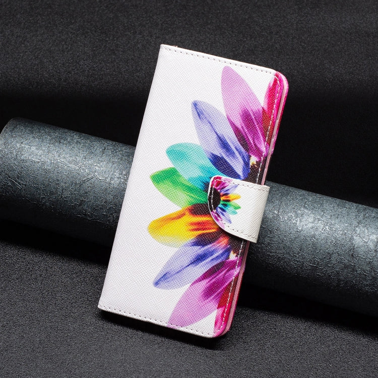 Para Samsung Galaxy A24 4G Estuche de teléfono de cuero con patrón de dibujo coloreado (flor del sol)