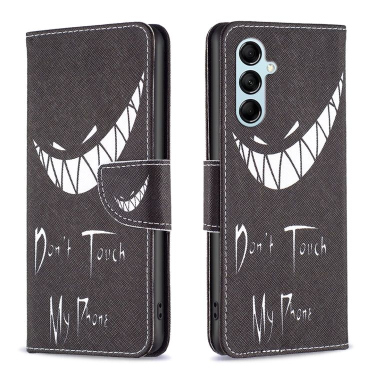 Para Samsung Galaxy M14 5G Estuche de teléfono de cuero con patrón de dibujo coloreado (Smirk)