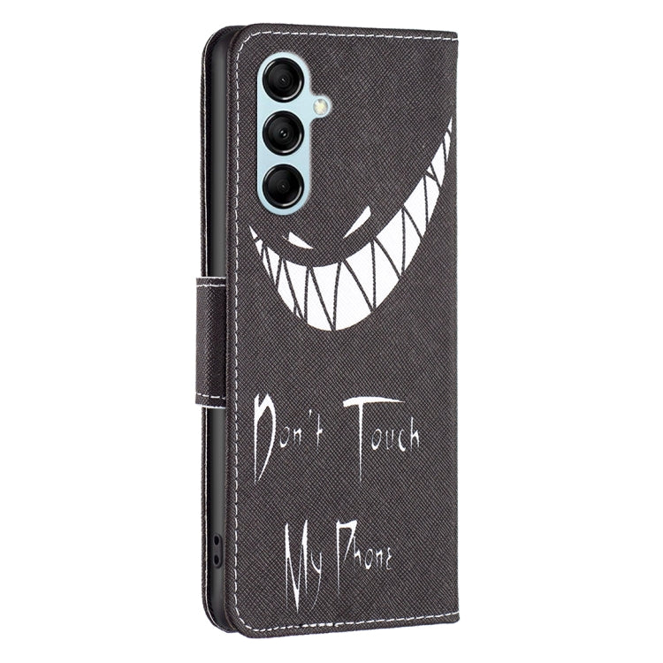 Para Samsung Galaxy M14 5G Estuche de teléfono de cuero con patrón de dibujo coloreado (Smirk)
