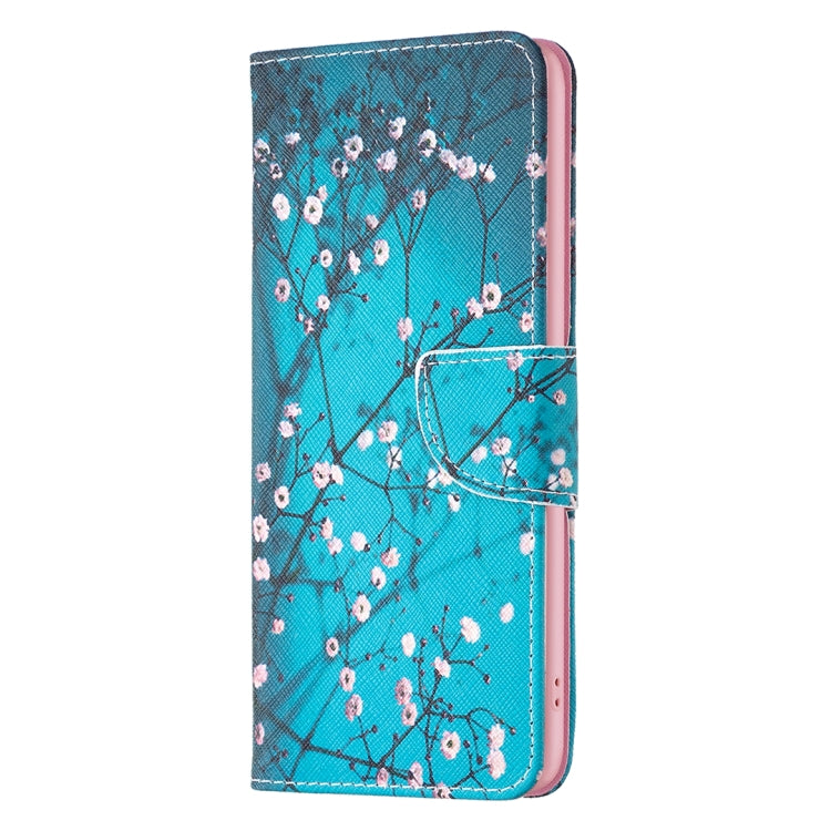 Para Samsung Galaxy M14 5G Estuche de teléfono de cuero con patrón de dibujo coloreado (flor del ciruelo)