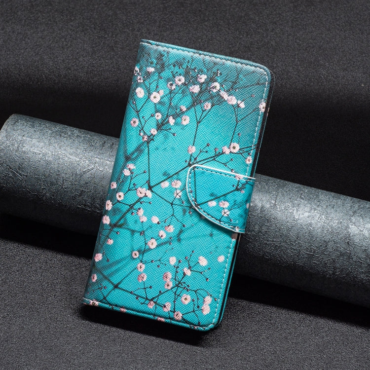 Para Samsung Galaxy M14 5G Estuche de teléfono de cuero con patrón de dibujo coloreado (flor del ciruelo)
