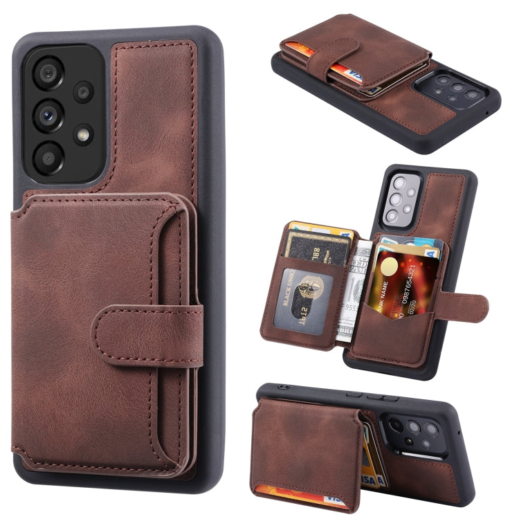 Para Samsung Galaxy A13 4G / 5G Skin Feel Dream Cepillo antirrobo a prueba de golpes Estuche portátil para tarjeta de piel (café)