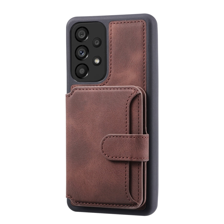 Para Samsung Galaxy A13 4G / 5G Skin Feel Dream Cepillo antirrobo a prueba de golpes Estuche portátil para tarjeta de piel (café)