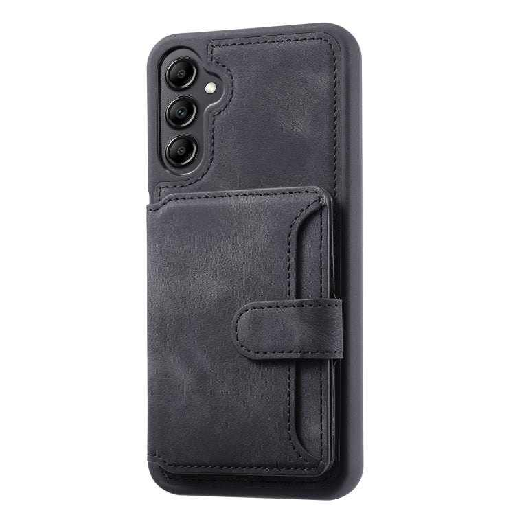 Para Samsung Galaxy A14 5G Skin Feel Dream Cepillo antirrobo a prueba de golpes Funda para tarjeta de piel portátil Funda para teléfono (Negro)