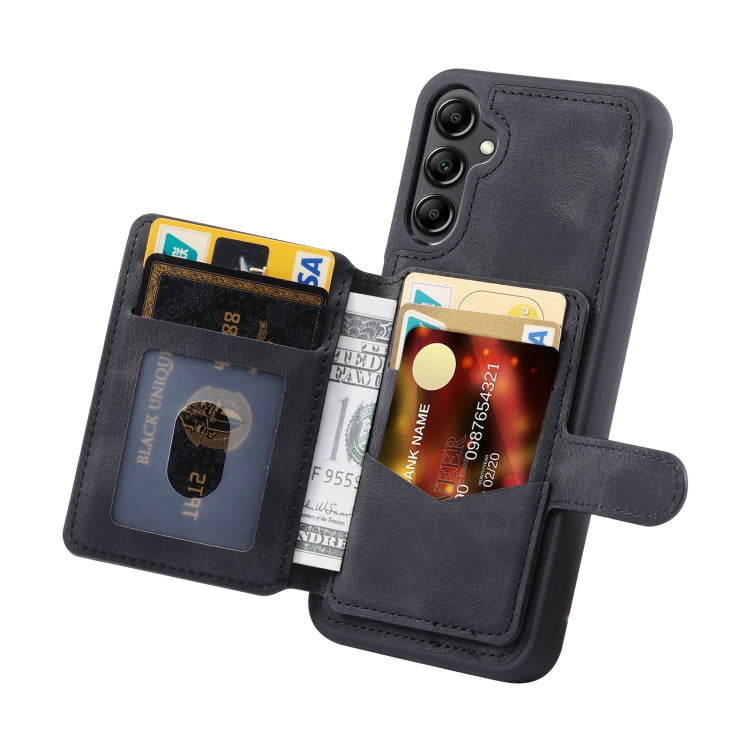Para Samsung Galaxy A54 5G Skin Feel Dream Cepillo antirrobo a prueba de golpes Funda para tarjeta de piel portátil Funda para teléfono (Negro)