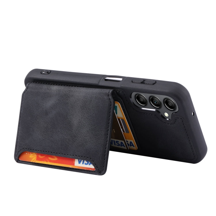Para Samsung Galaxy A54 5G Skin Feel Dream Cepillo antirrobo a prueba de golpes Funda para tarjeta de piel portátil Funda para teléfono (Negro)