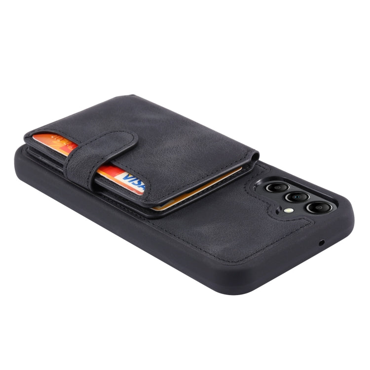 Para Samsung Galaxy A54 5G Skin Feel Dream Cepillo antirrobo a prueba de golpes Funda para tarjeta de piel portátil Funda para teléfono (Negro)