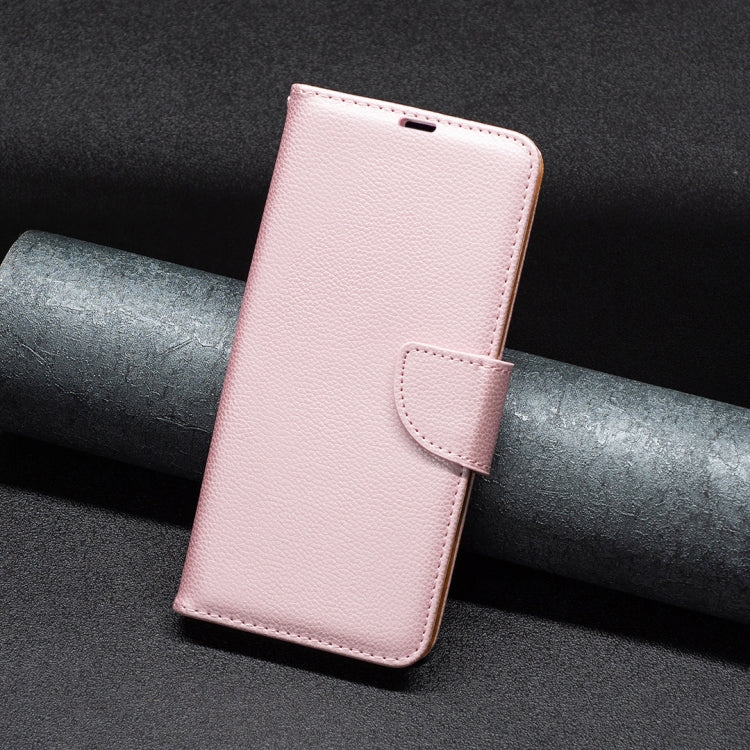 Para Samsung Galaxy M14 5G Litchi Texture Pure Color Funda de cuero para teléfono (Oro rosa)
