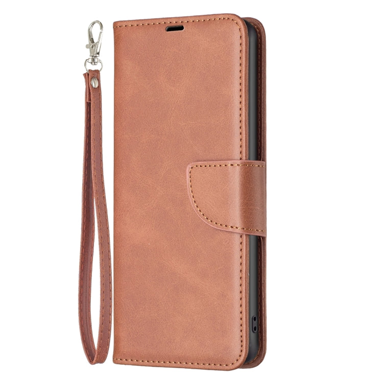 Para Samsung Galaxy M14 5G Funda de cuero con textura de piel de cordero (marrón)